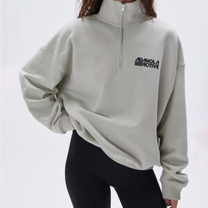 Adanola retro sports oversized funnel neck zip sweatshirt Size S